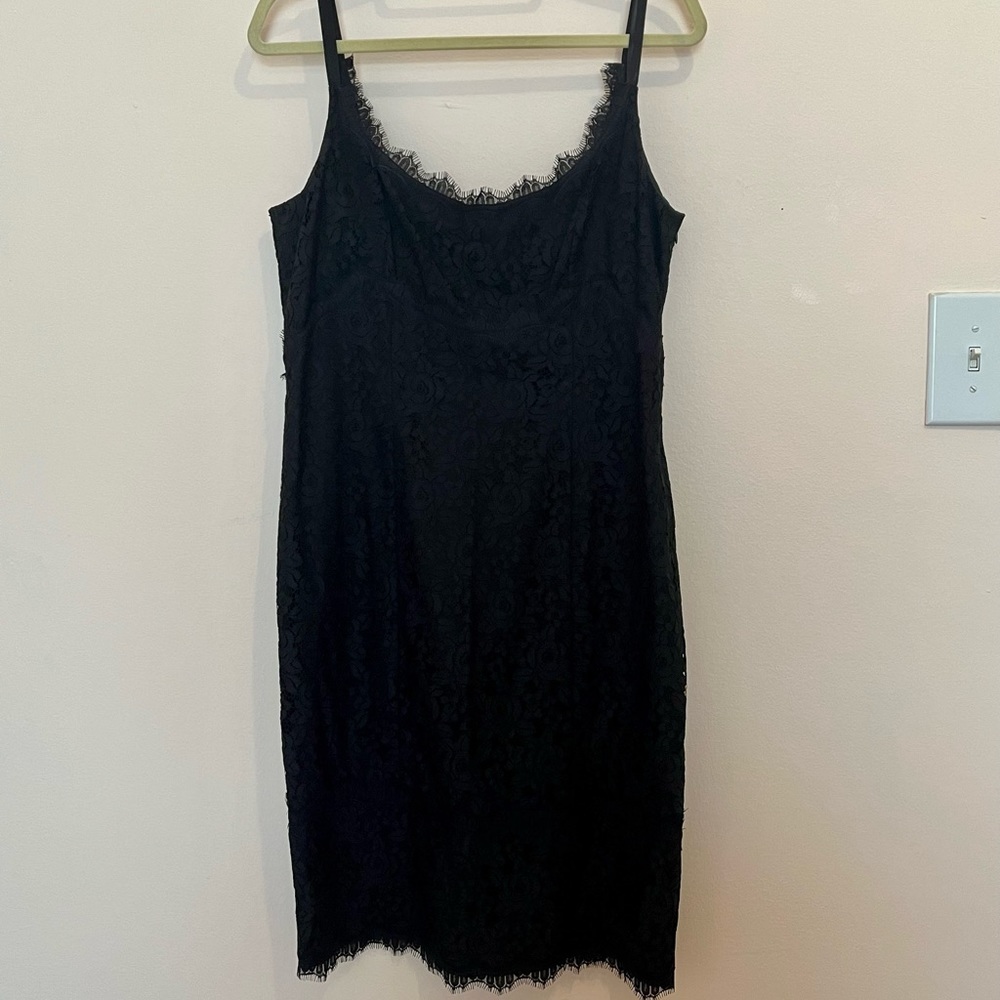 DVF black lace mini dress (size 14)